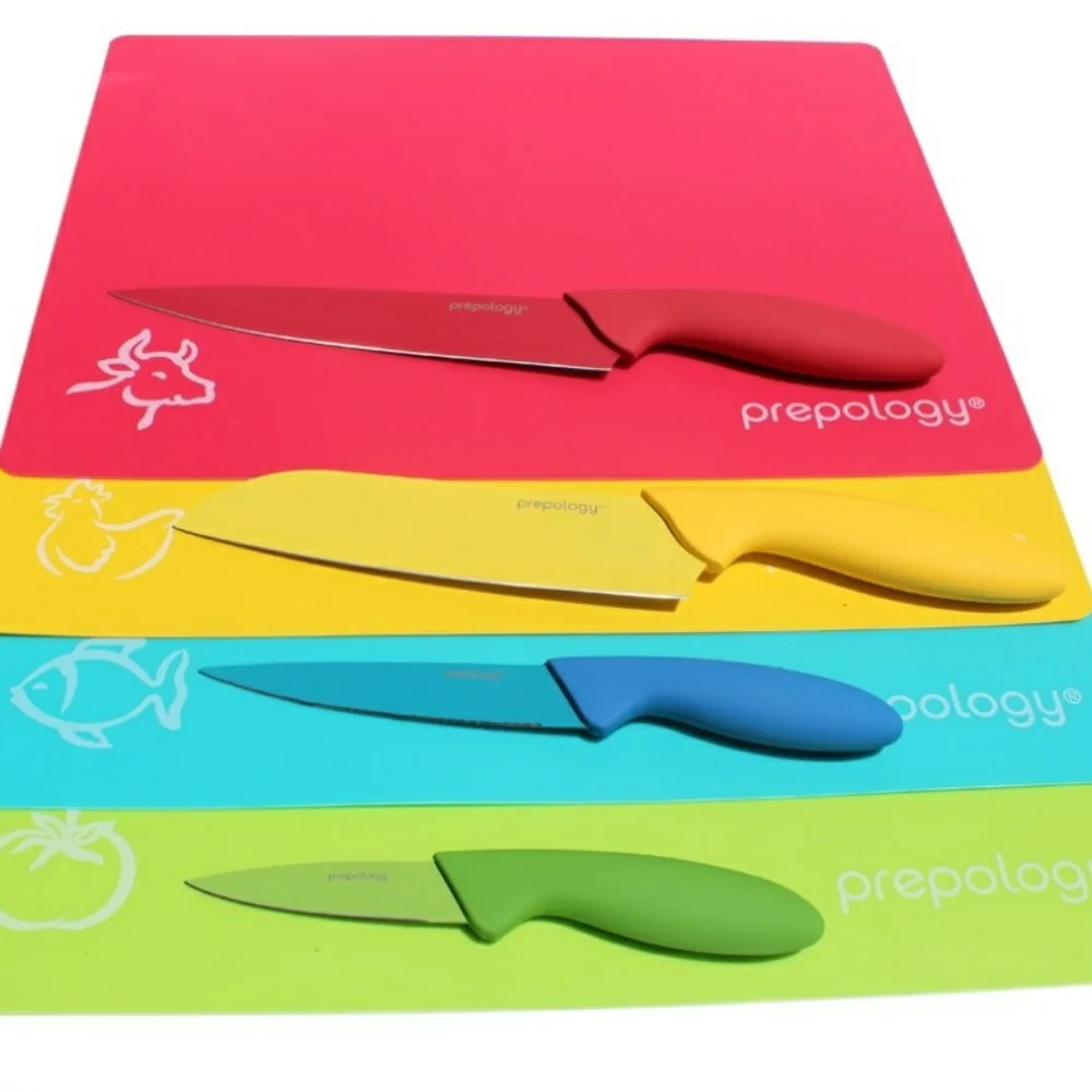 Prepology 8-piece Nonskick Colorful Knife Set with Cutting Mats